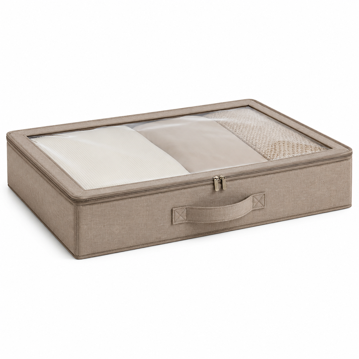 Boîte de Rangement Sous Lit avec Fenêtre Transparente – Taupe