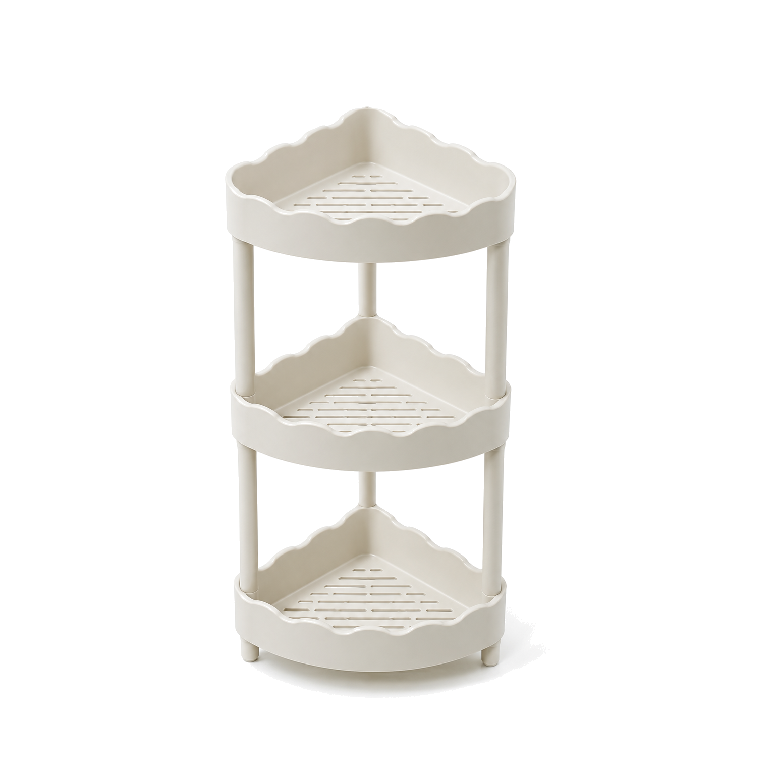 Étagère d’Angle de Douche 3 Niveaux à Bords Ondulés – Ivoire