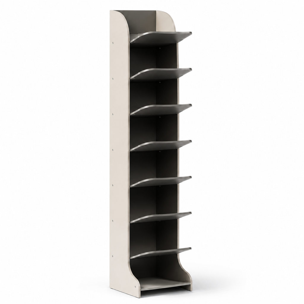 Étagère à Chaussures Verticale 7 Niveaux – Beige et Anthracite