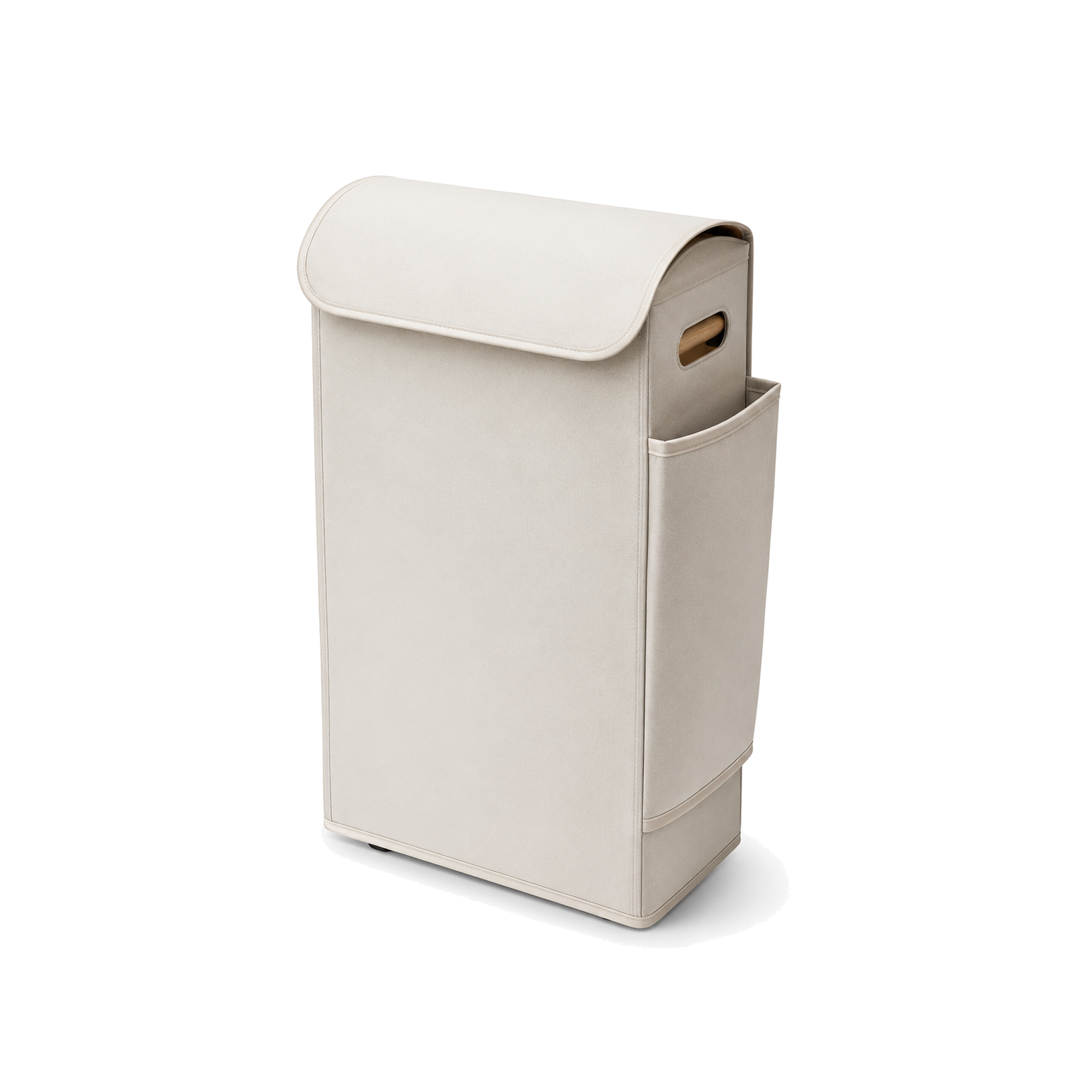 Panier à Linge Étroit avec Poche Latérale – Beige