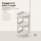 Étagère d’Angle de Douche 3 Niveaux à Bords Ondulés – Ivoire