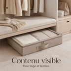 Boîte de Rangement Sous Lit avec Fenêtre Transparente – Taupe