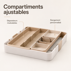 Organisateur de Tiroir Modulable à Plateaux Coulissants – Beige