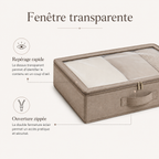Boîte de Rangement Sous Lit avec Fenêtre Transparente – Taupe
