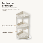 Étagère d’Angle de Douche 3 Niveaux à Bords Ondulés – Ivoire