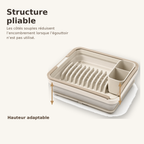 Égouttoir Pliable avec Porte-Couverts Amovible – Ivoire