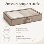 Boîte de Rangement Sous Lit avec Fenêtre Transparente – Taupe