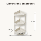 Étagère d’Angle de Douche 3 Niveaux à Bords Ondulés – Ivoire