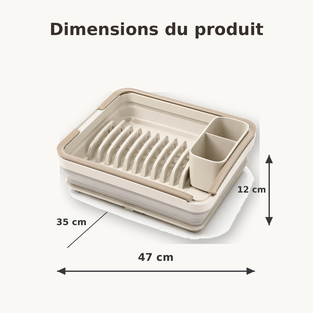 Égouttoir Pliable avec Porte-Couverts Amovible – Ivoire