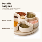Organisateur à Épices Rotatif 6 Compartiments – Beige