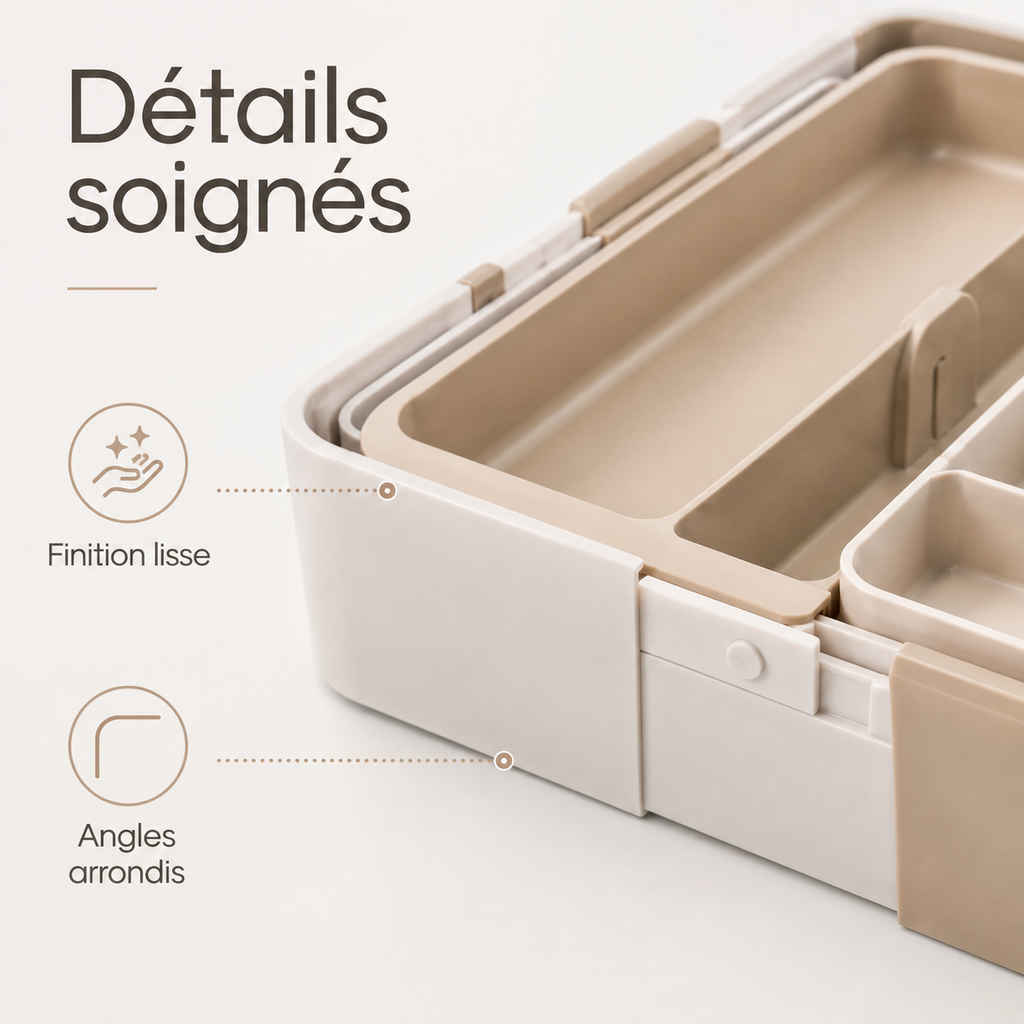 Organisateur de Tiroir Modulable à Plateaux Coulissants – Beige
