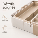 Organisateur de Tiroir Modulable à Plateaux Coulissants – Beige