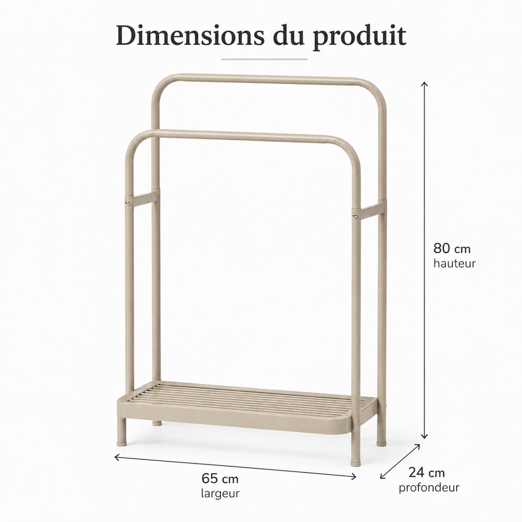 Porte-Serviettes Autoportant à Double Arche – Beige