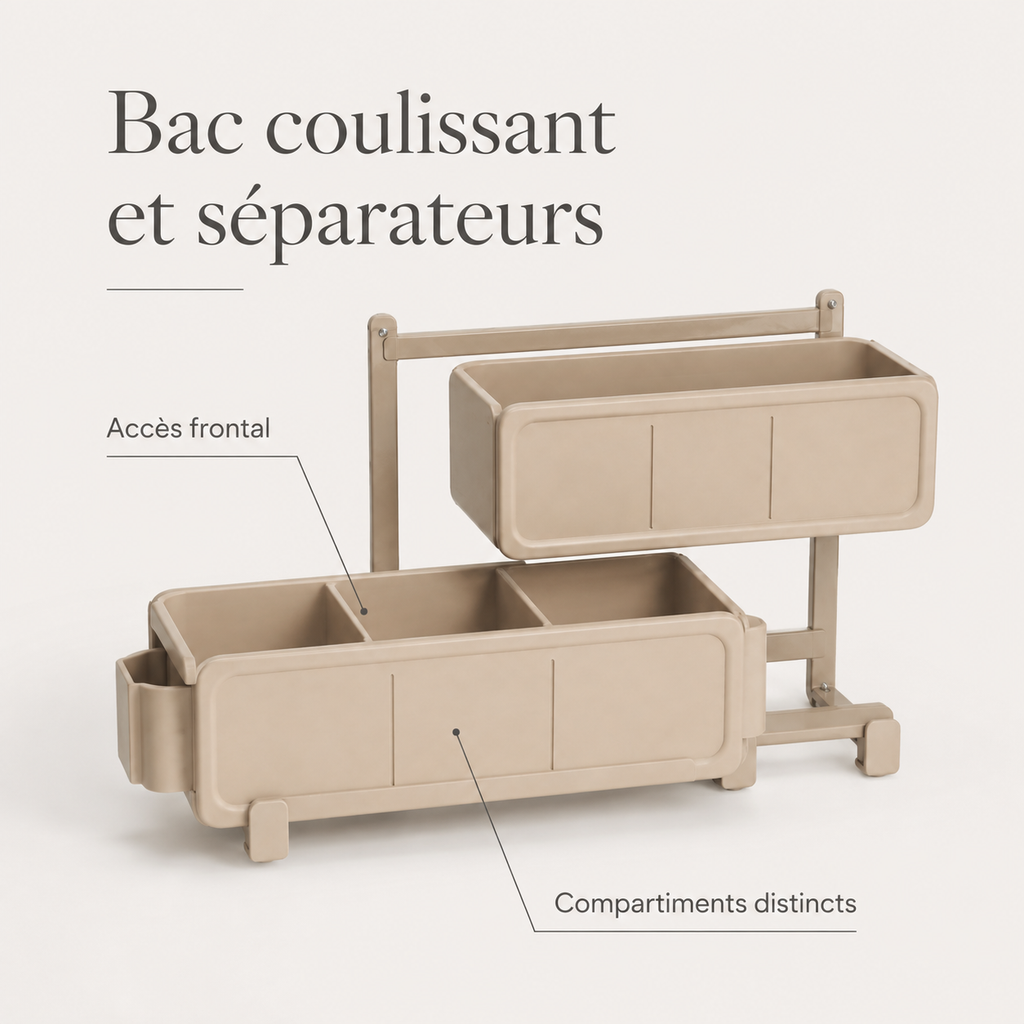 Organisateur Sous Évier Modulable à Plateaux Décalés – Beige