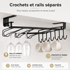 Support Sous Étagère pour Tasses et Verres – Métal Noir
