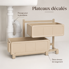 Organisateur Sous Évier Modulable à Plateaux Décalés – Beige