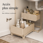 Organisateur Sous Évier Modulable à Plateaux Décalés – Beige